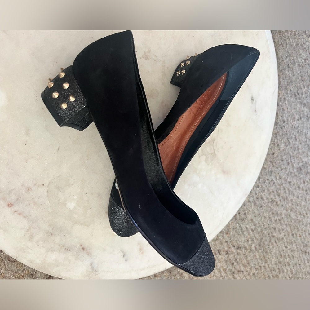 😎 Women’s Schutz studded heel flat black suede